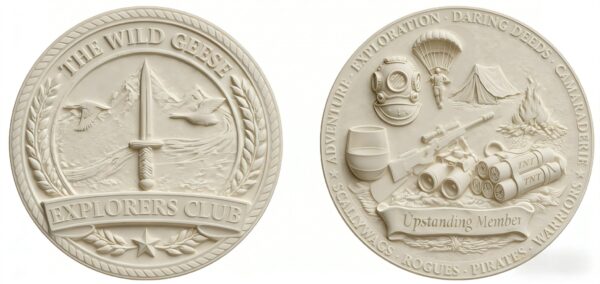 wgec clay The Wild Geese Explorers Club Challenge Coin