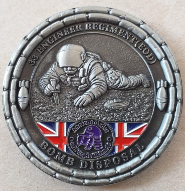 ph silver r Purple Helmets Sapper EOD Challenge Coin (Silver)